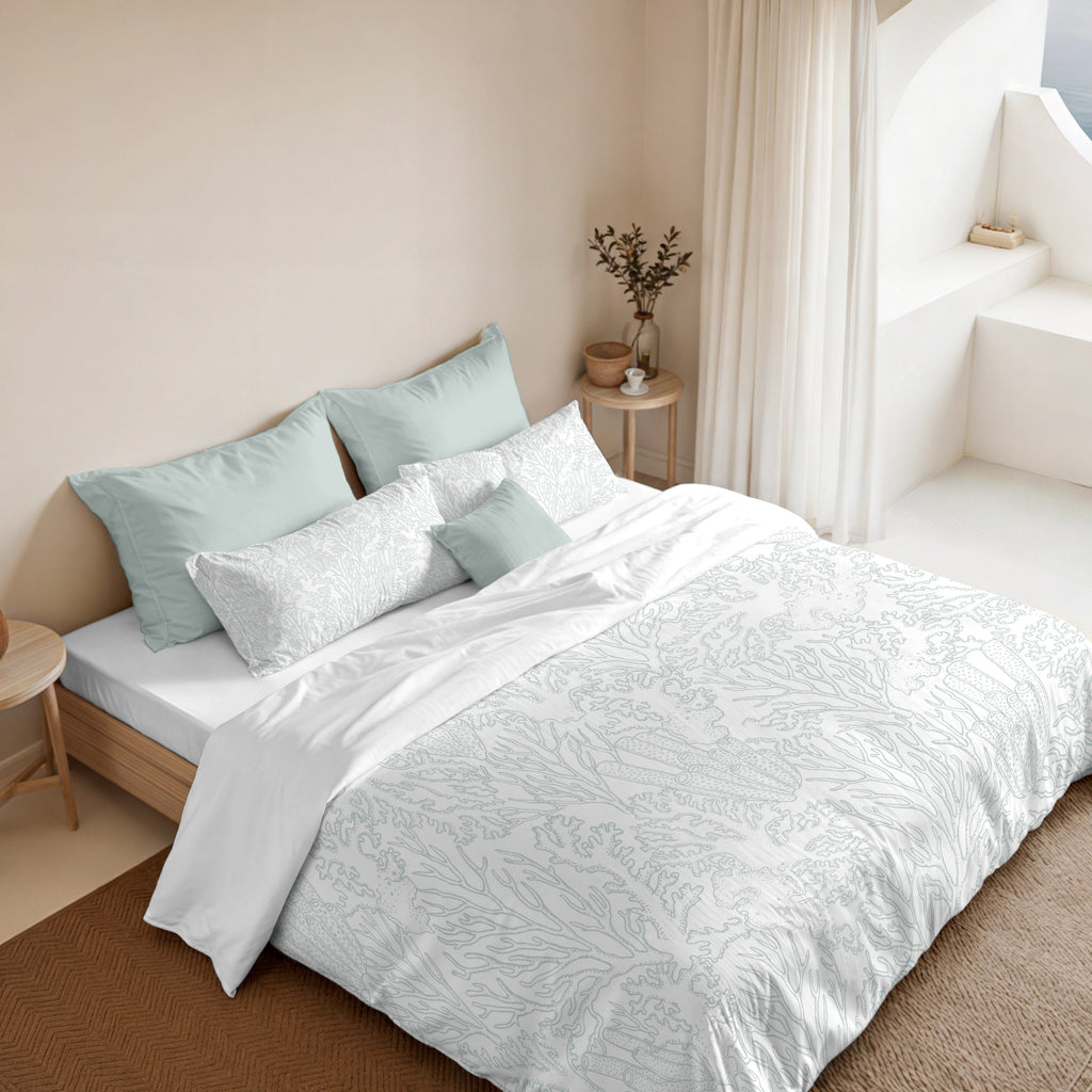 Begur Mint 200 Thread Count Percale Duvet Cover