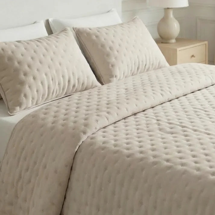 Colcha lisa acolchada Beige Claro tacto suave