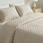 Colcha lisa acolchada Beige Claro tacto suave