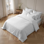 Housse de couette en percale blanc optique 200 fils