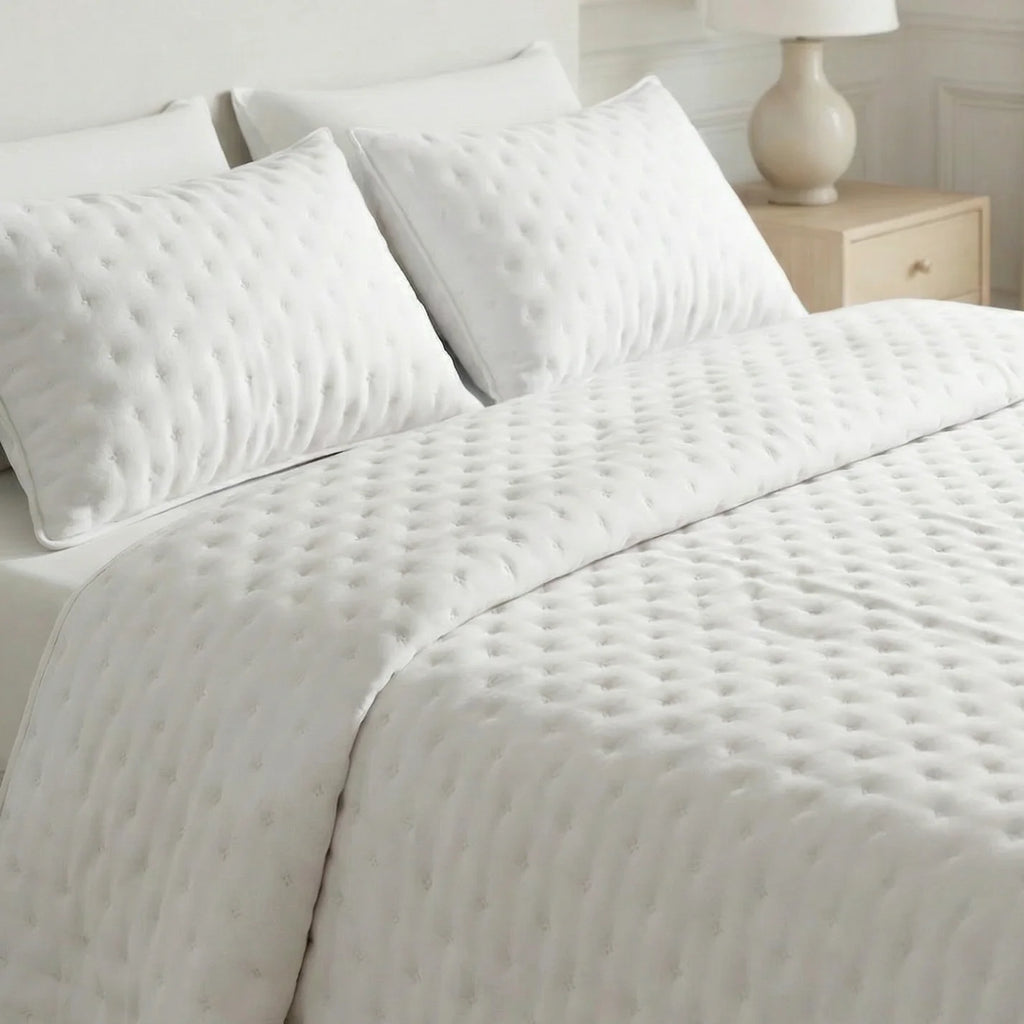 Colcha lisa acolchada Blanco tacto suave