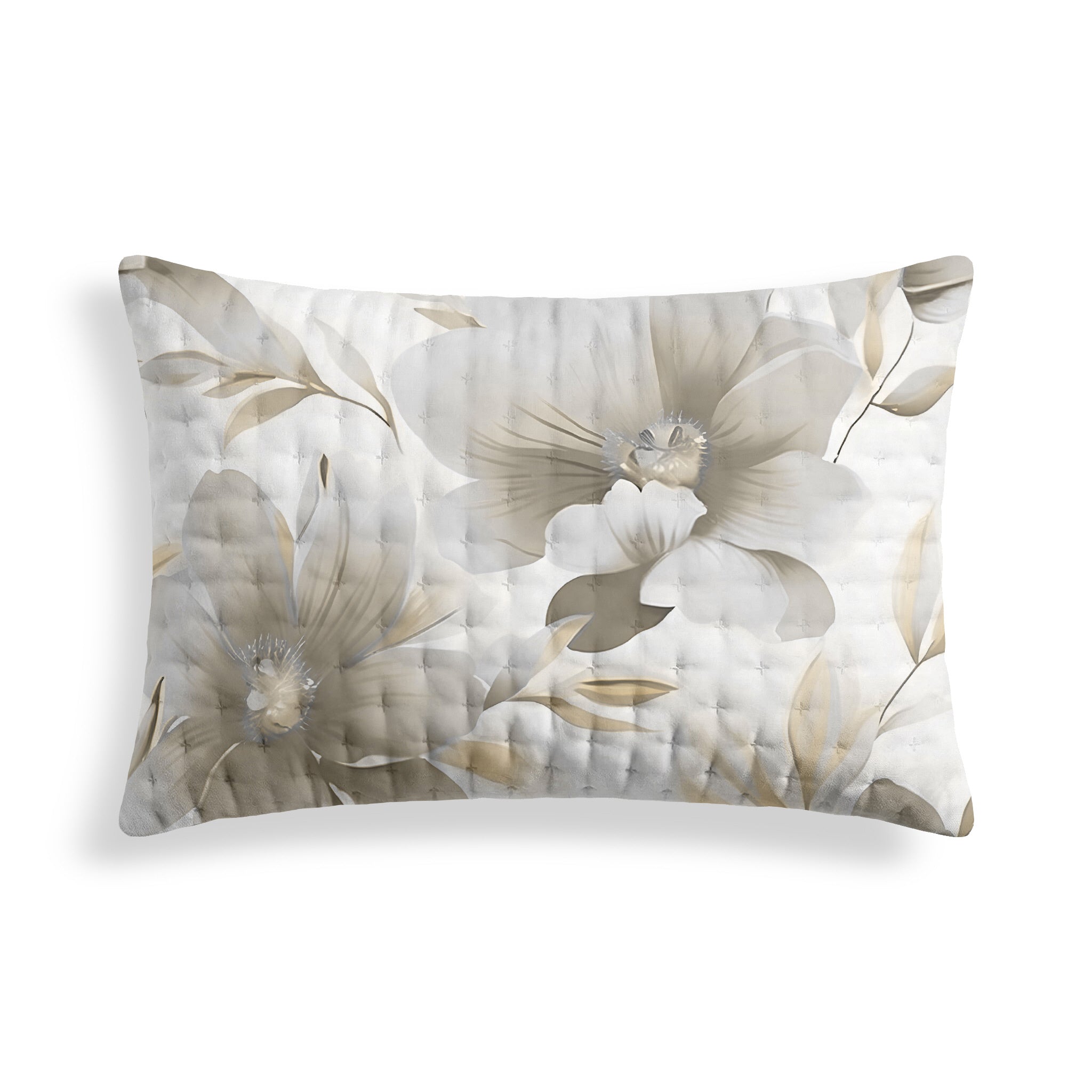 Bloom Beige Printed Quilted Pillowcase 50x80 cm