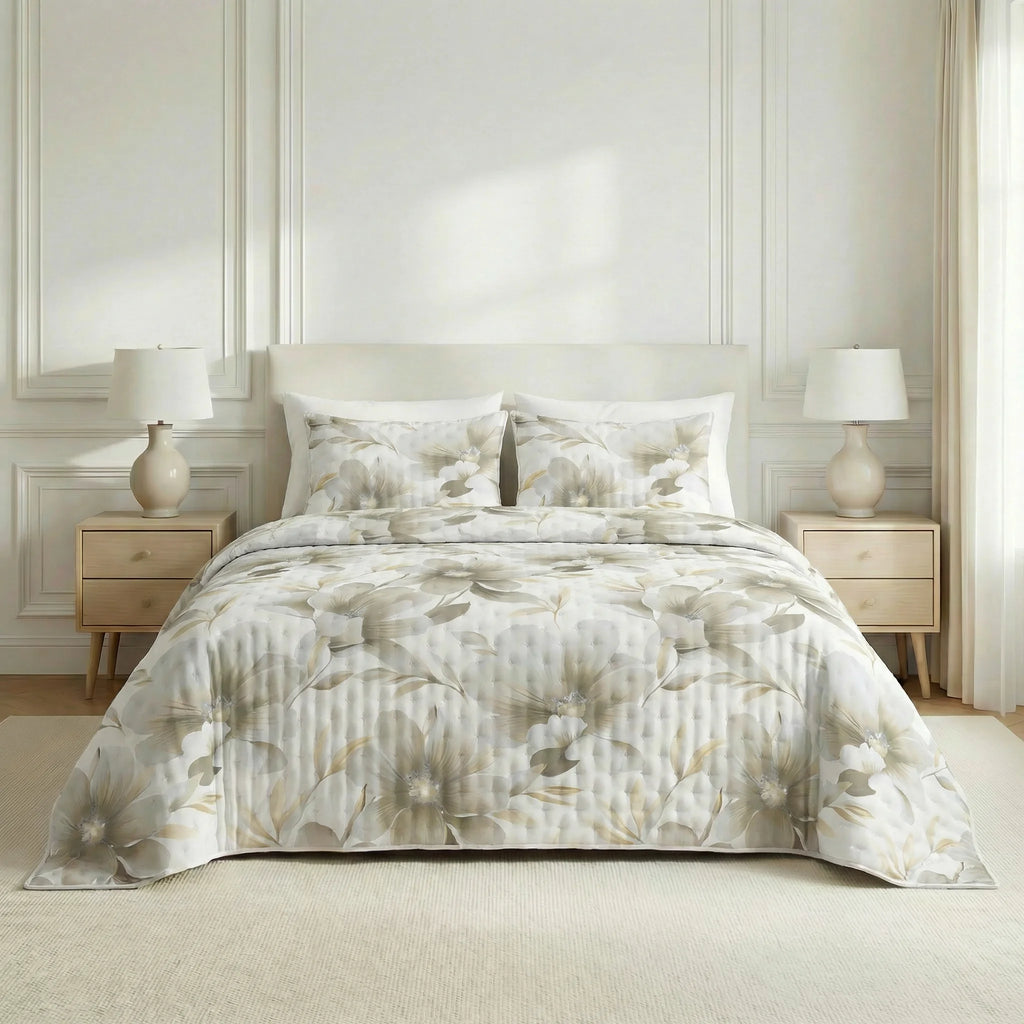 Bloom Beige printed bouti quilt soft touch