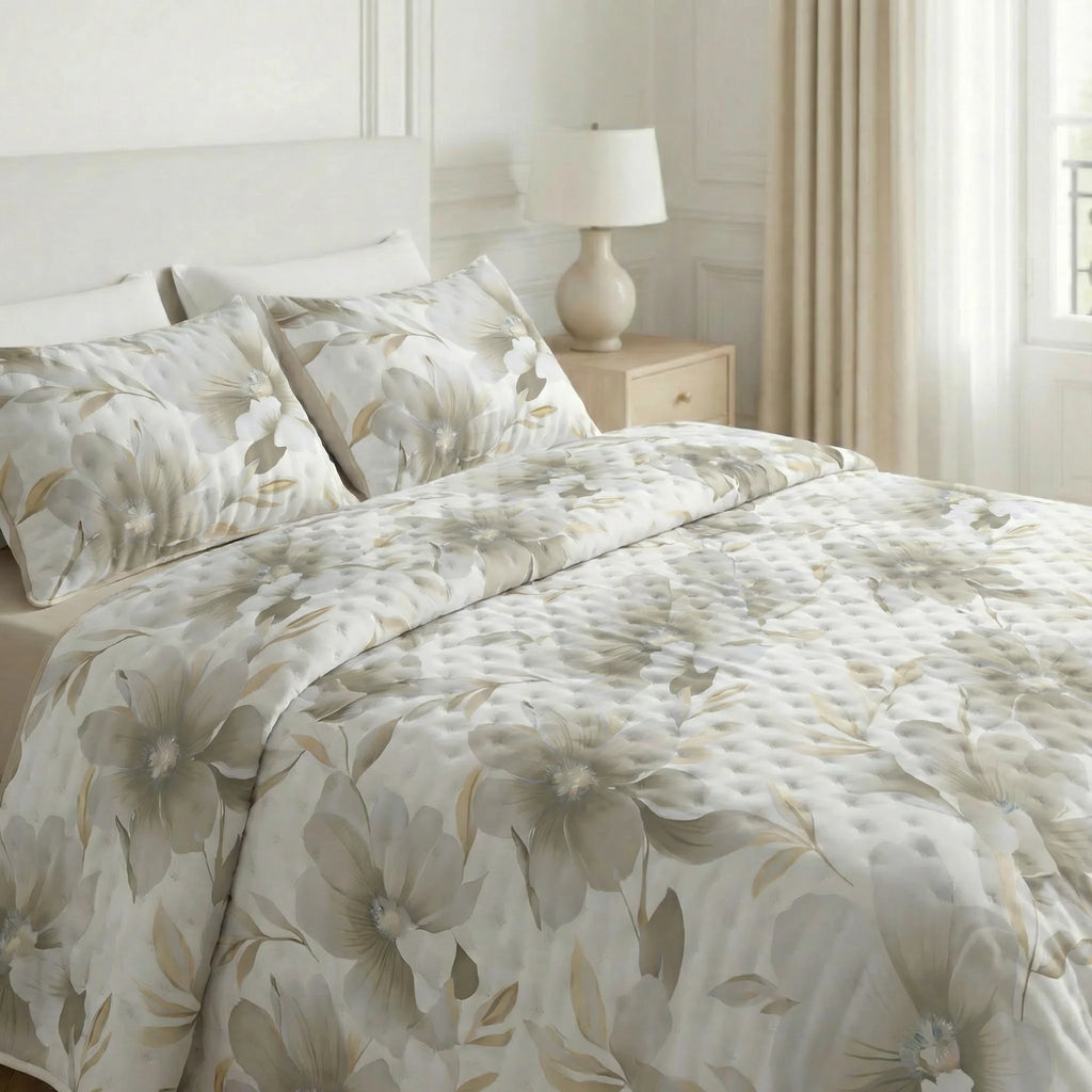 Bloom Beige printed bouti quilt soft touch