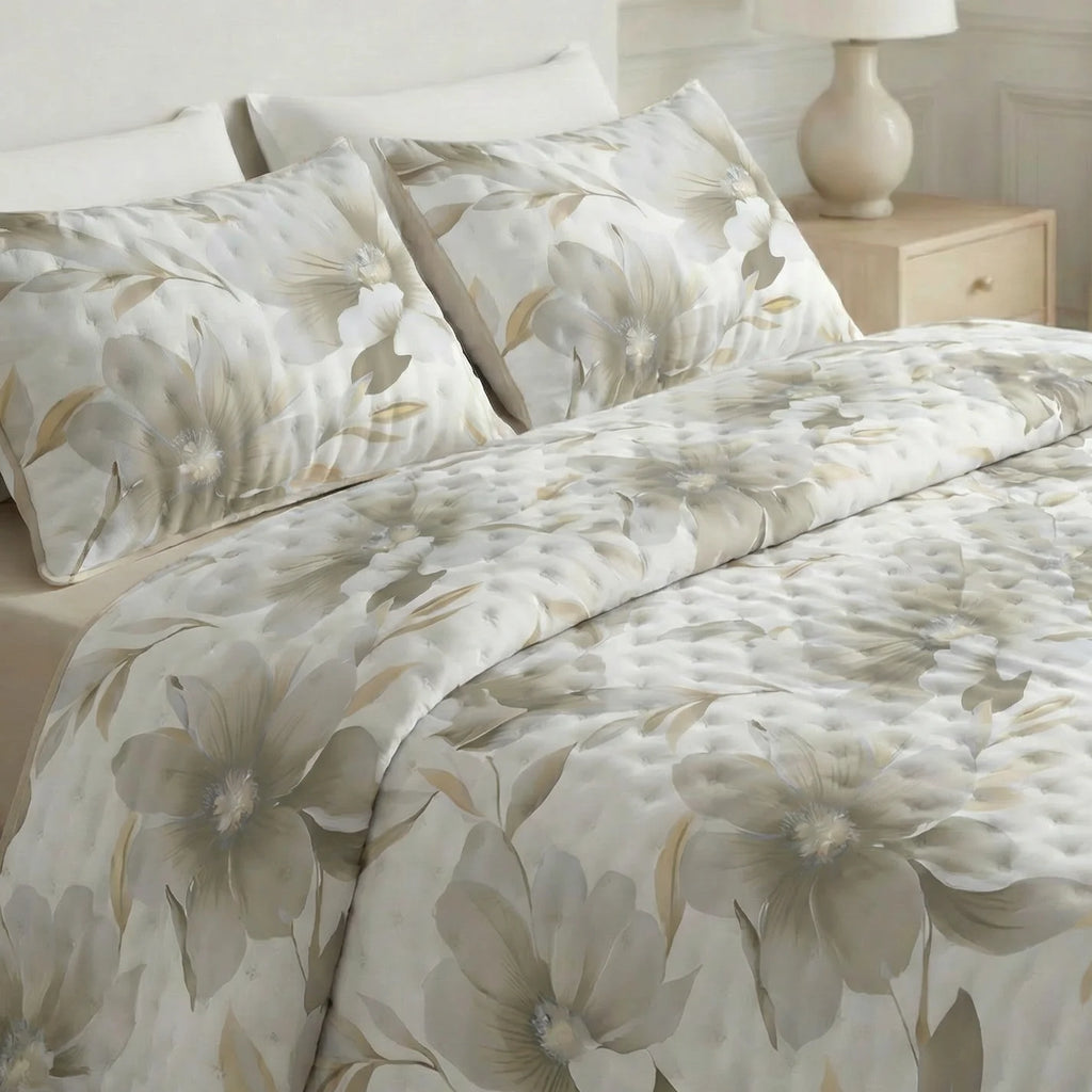 Bloom Beige printed bouti quilt soft touch