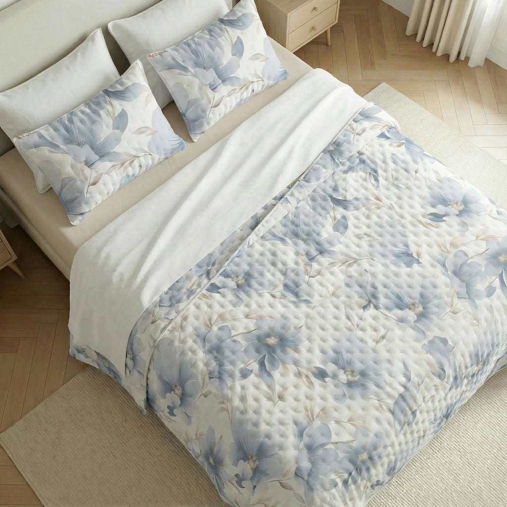 Bloom Blue printed bouti quilt soft touch