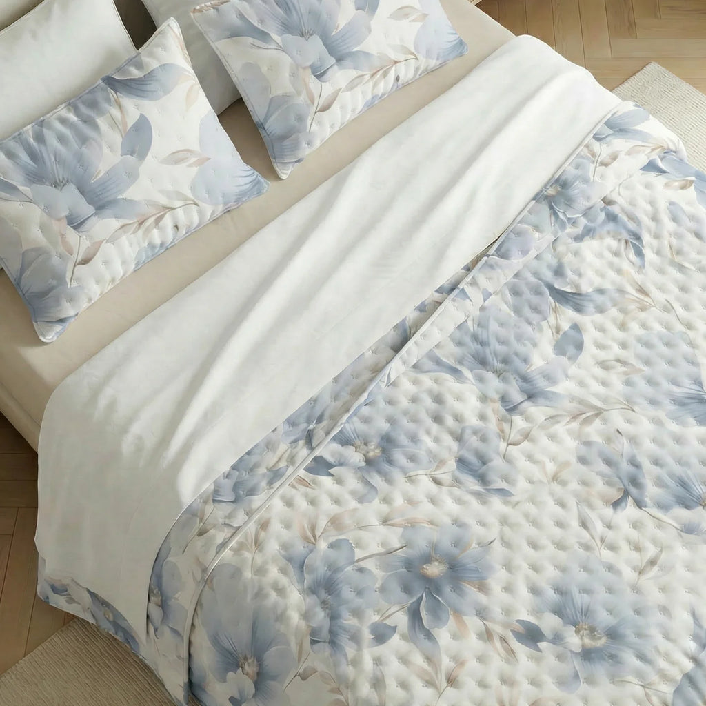 Bloom Blue printed bouti quilt soft touch