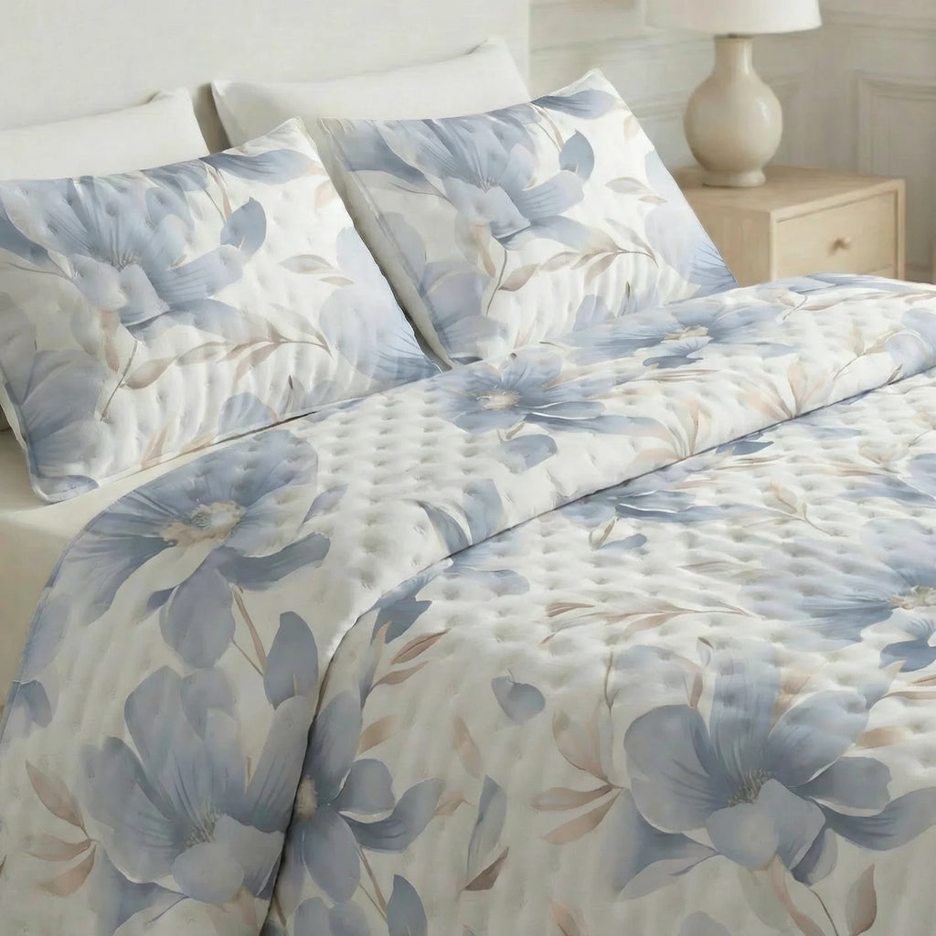 Bloom Blue printed bouti quilt soft touch