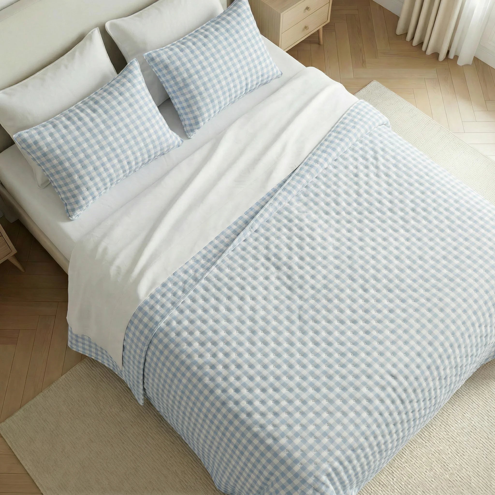 Couette Bouti imprimée bleu clair Calafat avec un toucher doux