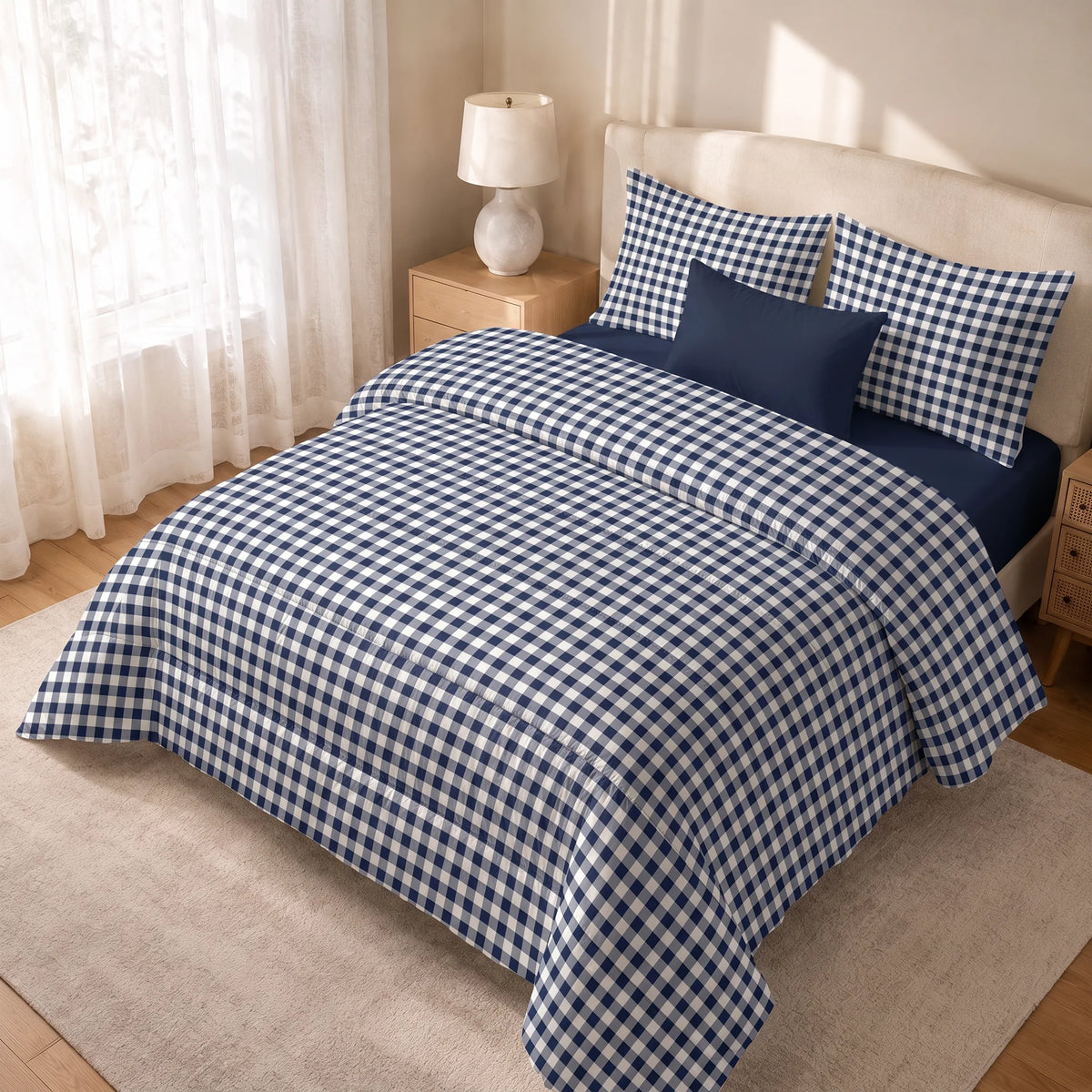 Edredón estampado acolchado Calafat Marino tacto suave