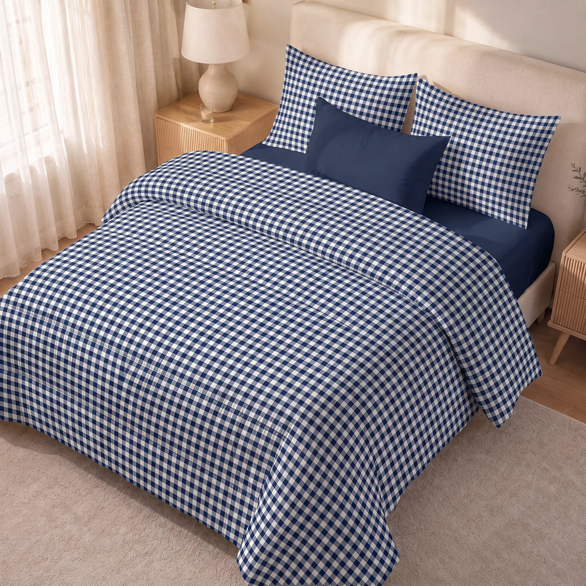Edredón estampado acolchado Calafat Marino tacto suave