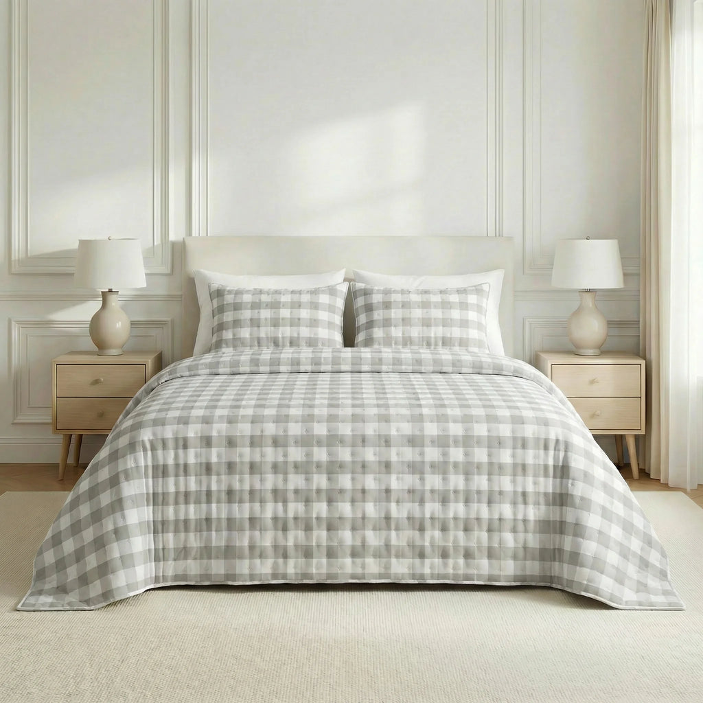 Colcha boutí estampada Chivi Piedra tacto suave