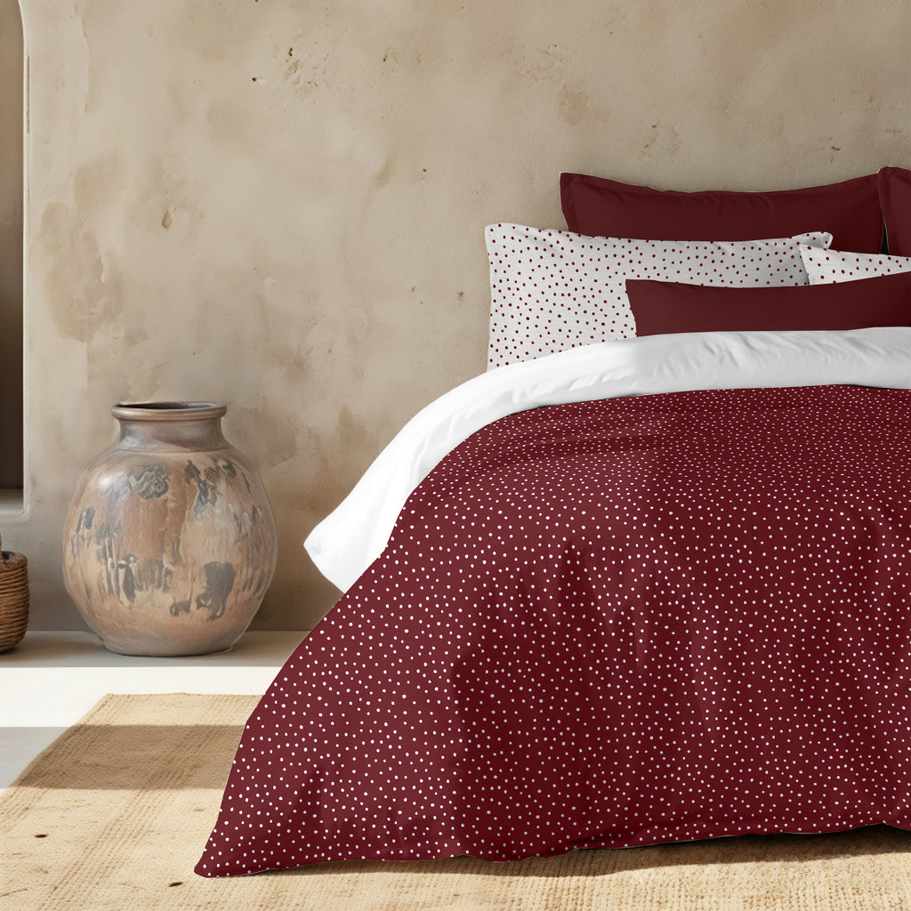 Duvet cover with clicks Christmas Dots Red