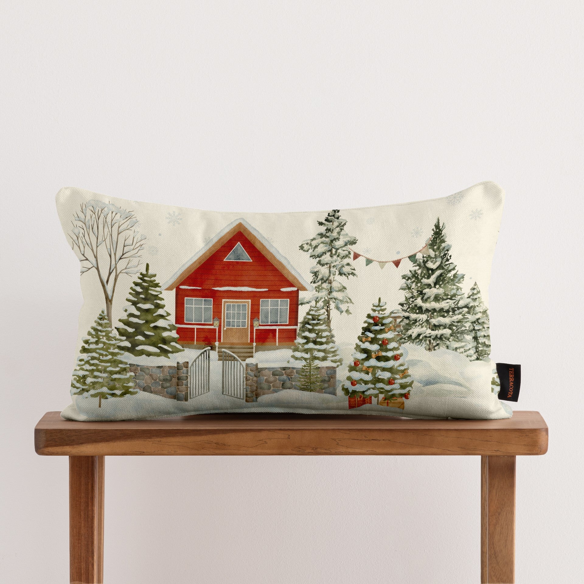 100% cotton Christmas House C cushion cover 30x50 cm