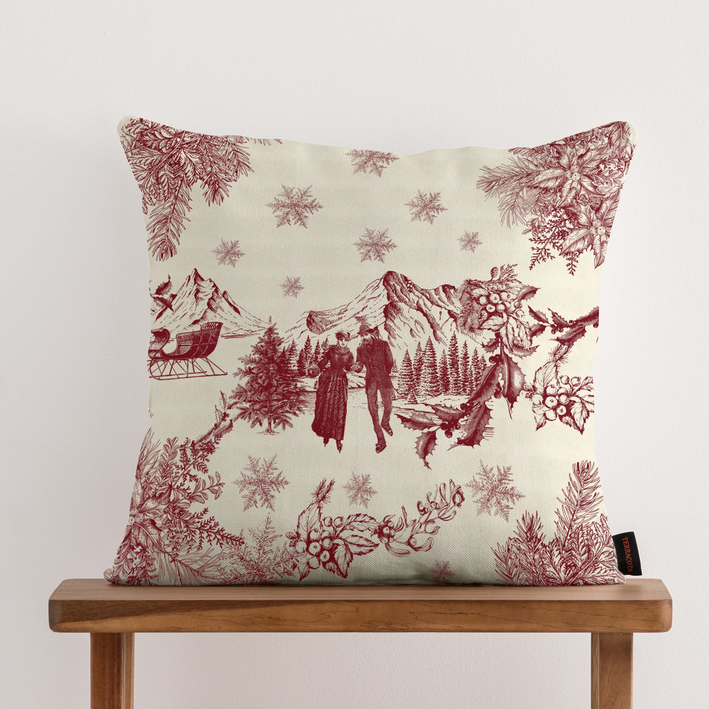 100% cotton Christmas Red Toile cushion cover A 50x50 cm