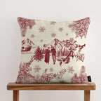 100% cotton Christmas Red Toile cushion cover A 50x50 cm