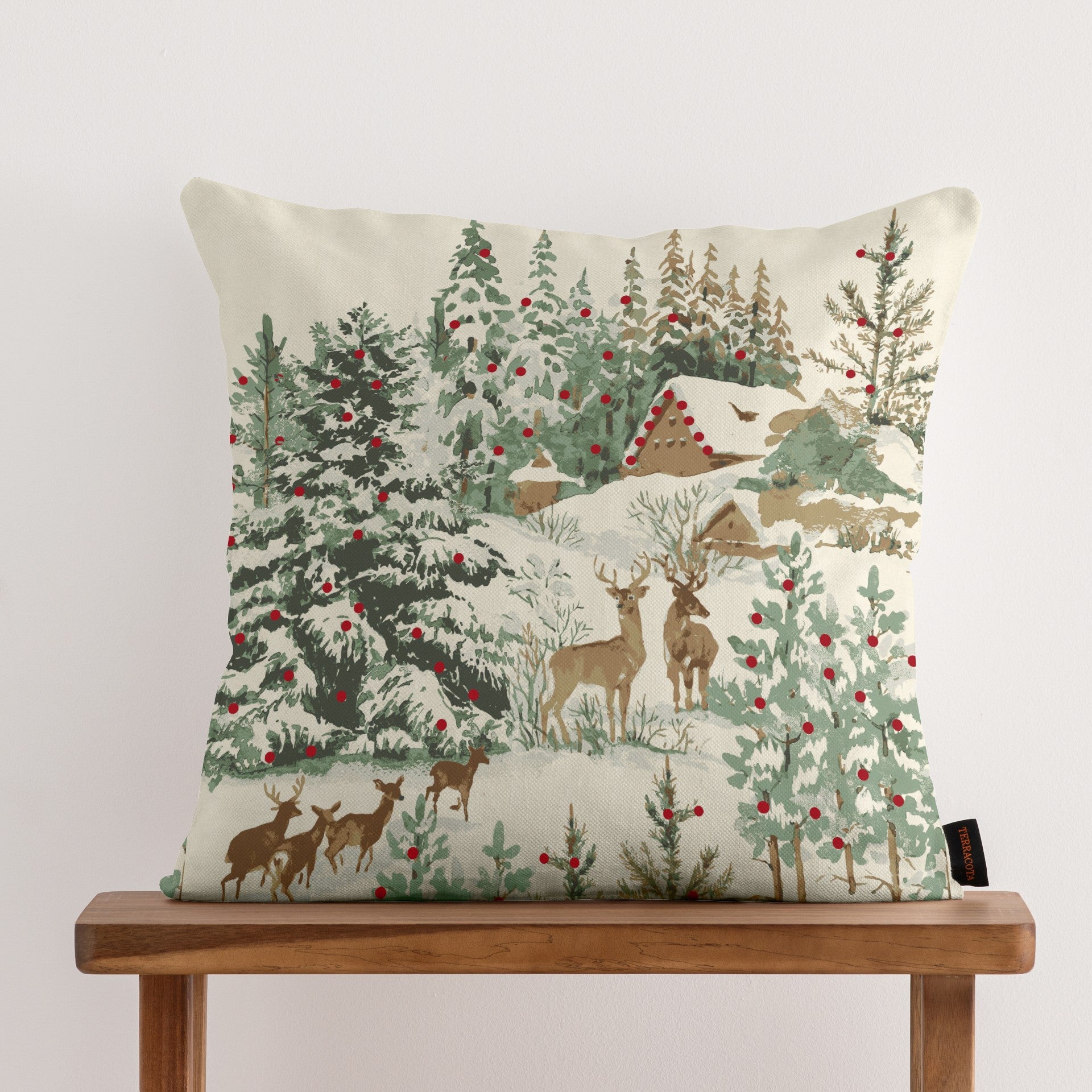 100% cotton Christmas Deer cushion cover A 50x50 cm