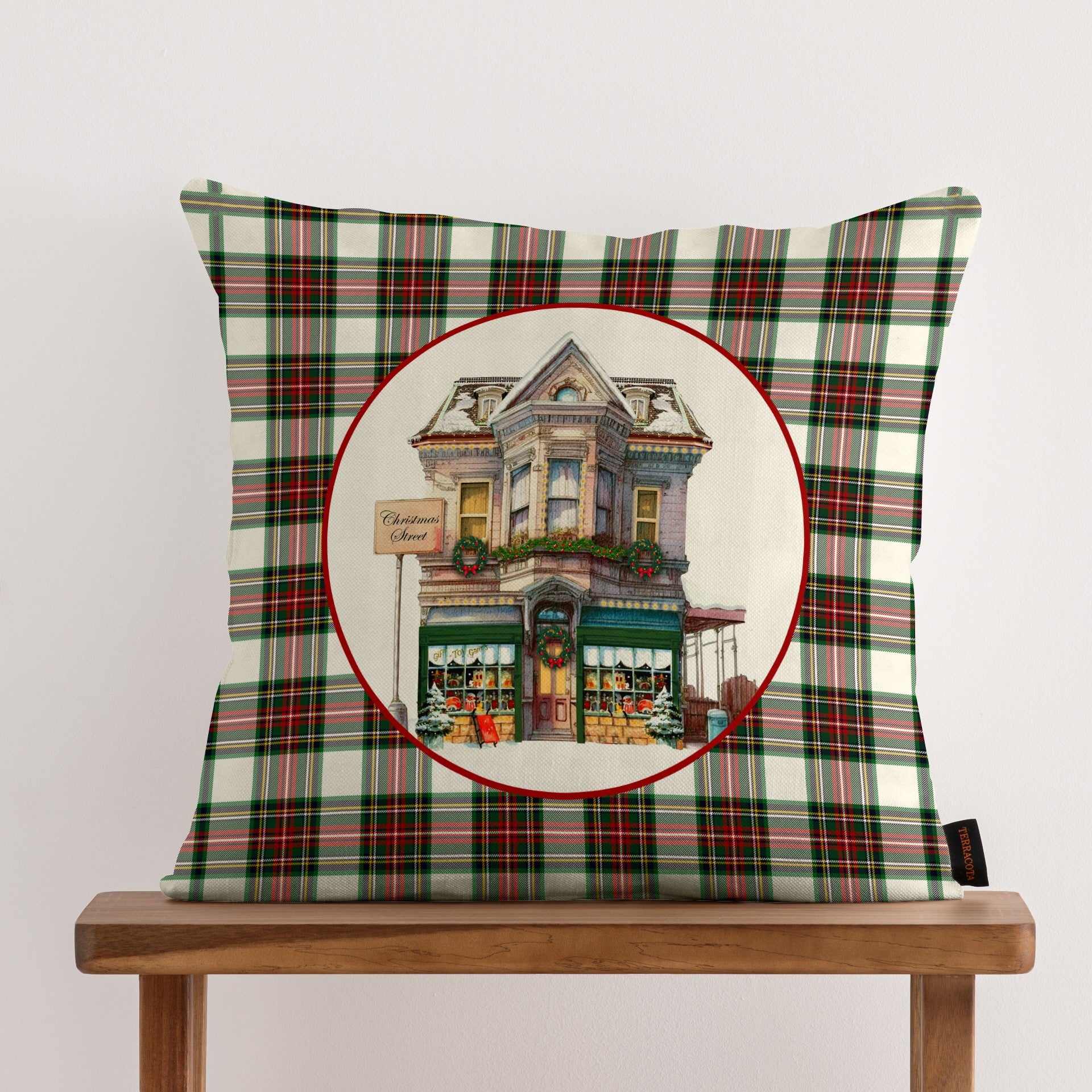 100% cotton Christmas City cushion cover A 50x50 cm