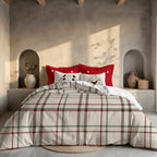 Duvet cover with clicks 100% cotton Christmas squares
