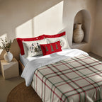 Duvet cover with clicks 100% cotton Christmas squares