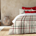Duvet cover with clicks 100% cotton Christmas squares