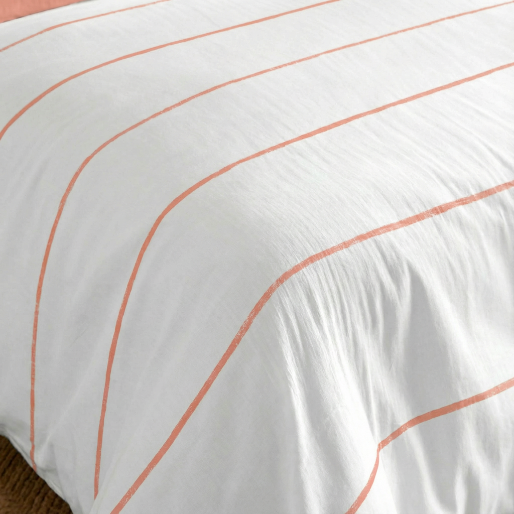 Housse de couette réversible en percale, 200 fils/cm², Corail Ibiza