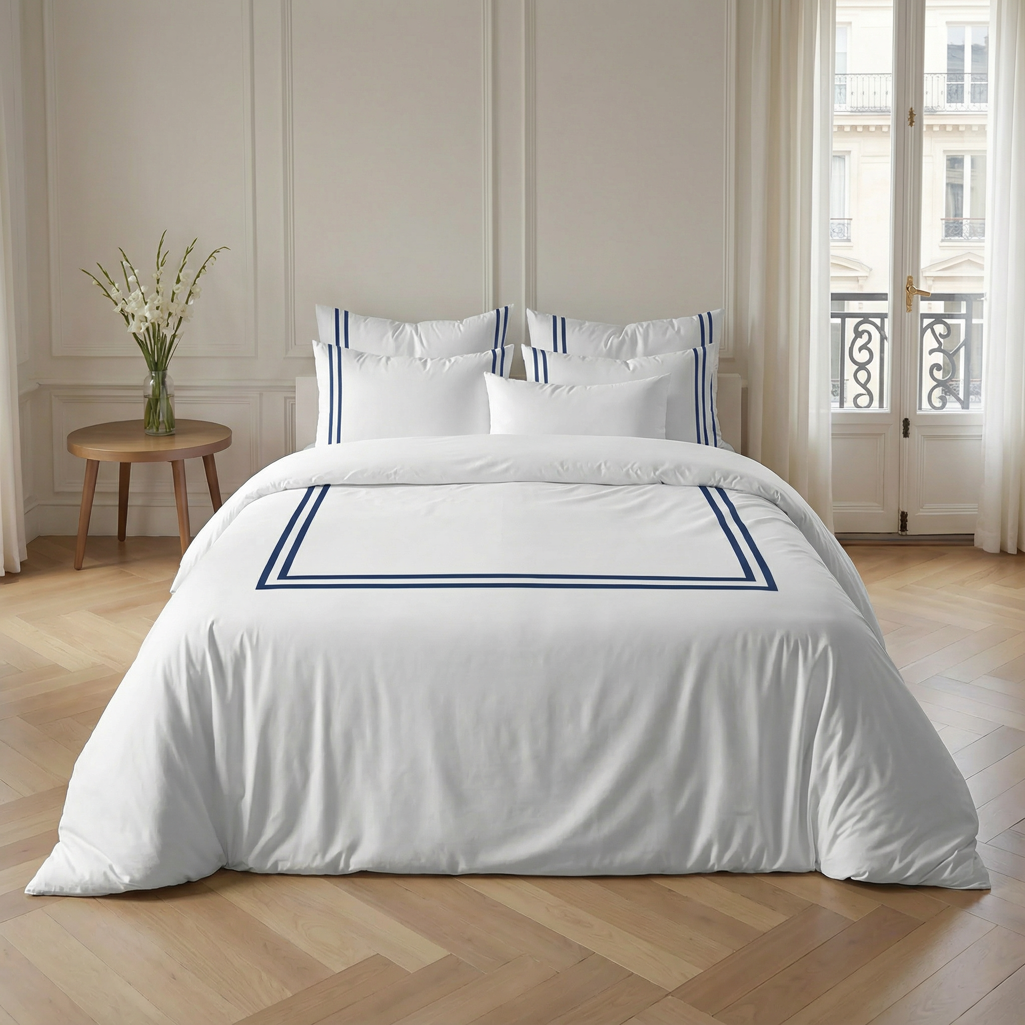 Funda nórdica Oliva Azul percal 200 hilos