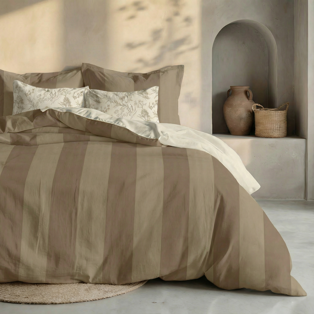 Romani Duvet Cover Brown Percale 200 Thread Count