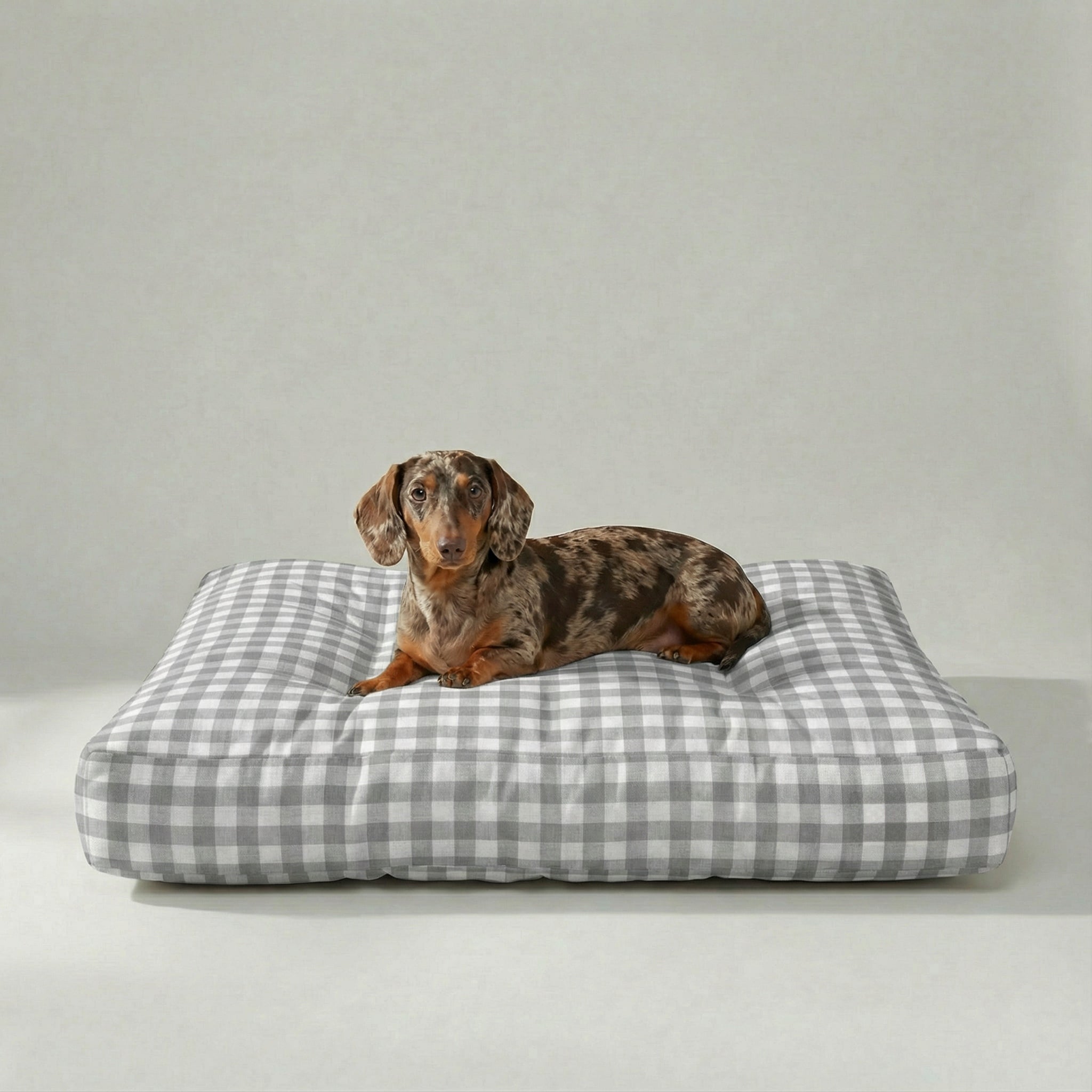 Cama para mascota gruesa y acolchada con acabado antimanchas Vichy Gris Claro