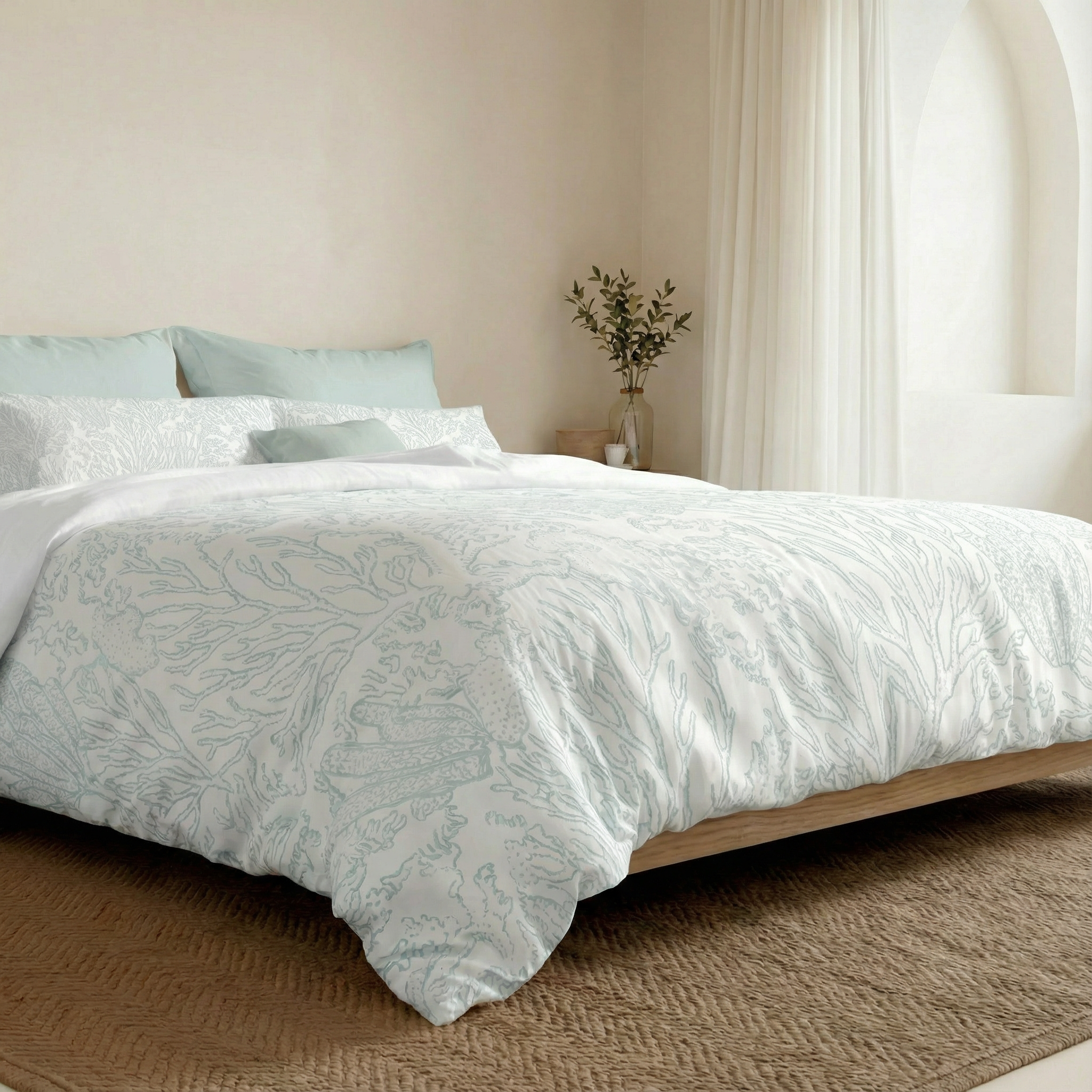 Begur Mint 200 Thread Count Percale Duvet Cover