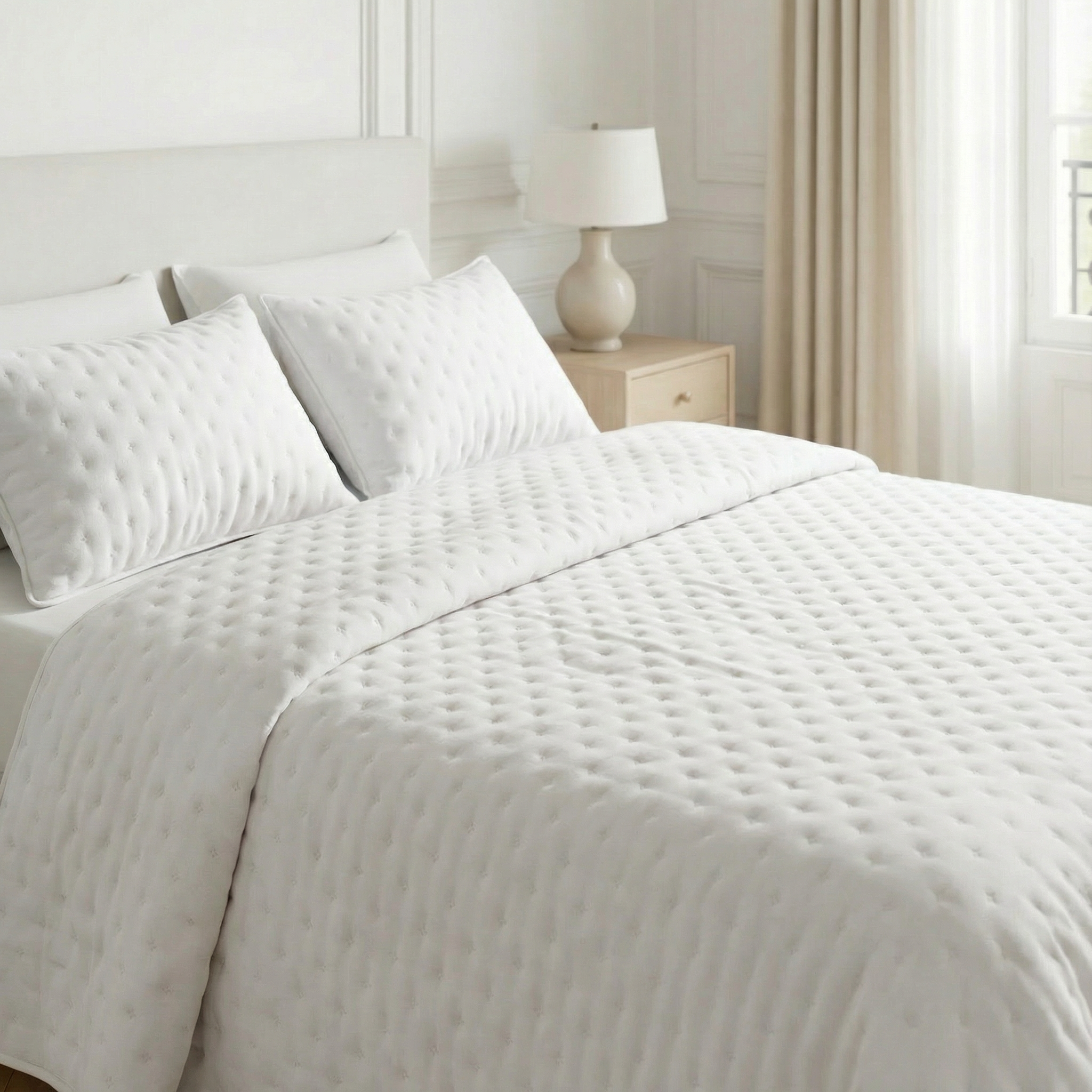 Colcha lisa acolchada Blanco tacto suave