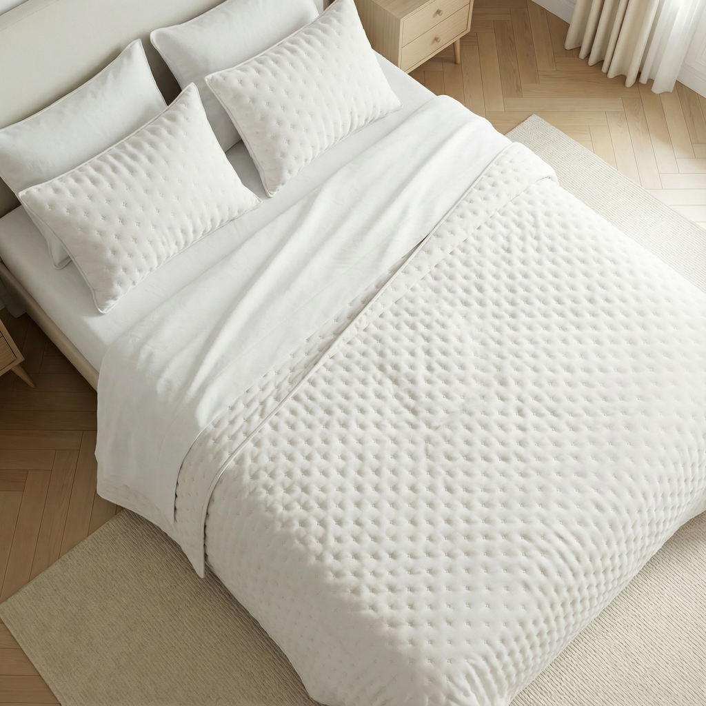 Colcha lisa acolchada Blanco tacto suave