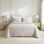 Colcha lisa acolchada Gris Plata tacto suave