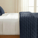 Colcha lisa acolchada Azul Oscuro tacto suave