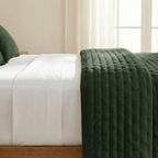 Colcha lisa acolchada Verde Botella tacto suave
