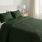 Colcha lisa acolchada Verde Botella tacto suave