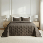Colcha lisa acolchada Marrón Oscuro tacto suave