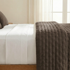 Colcha lisa acolchada Marrón Oscuro tacto suave