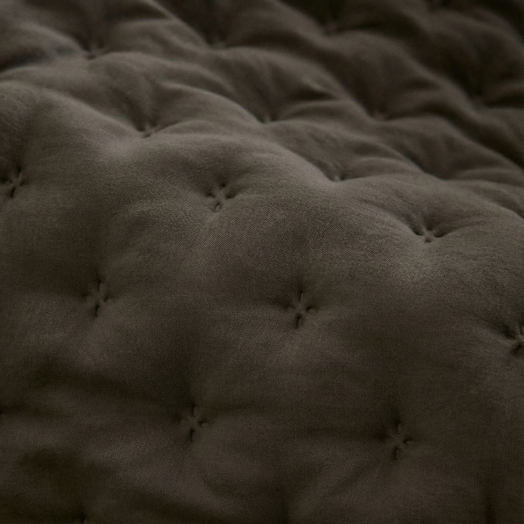 Colcha lisa acolchada Marrón Oscuro tacto suave