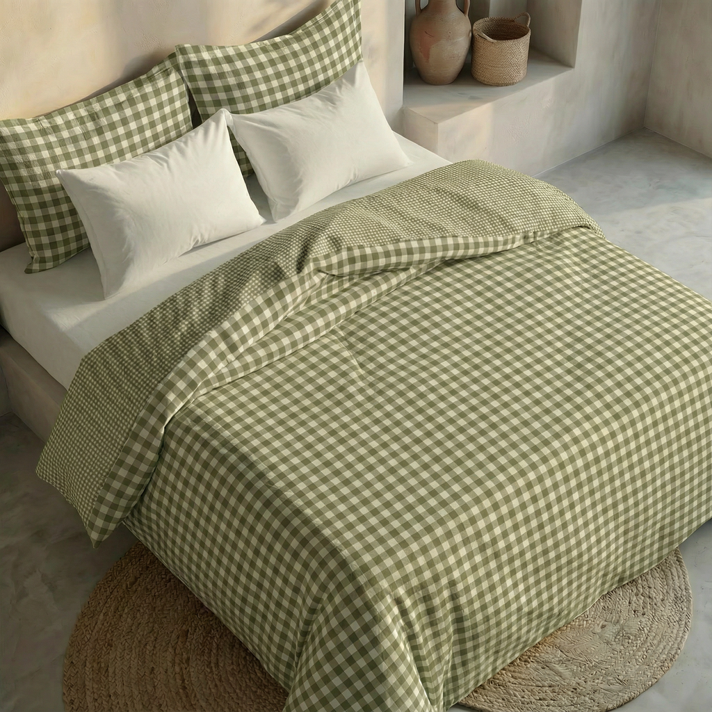 Funda nórdica reversible Aielo Verde percal 200 hilos