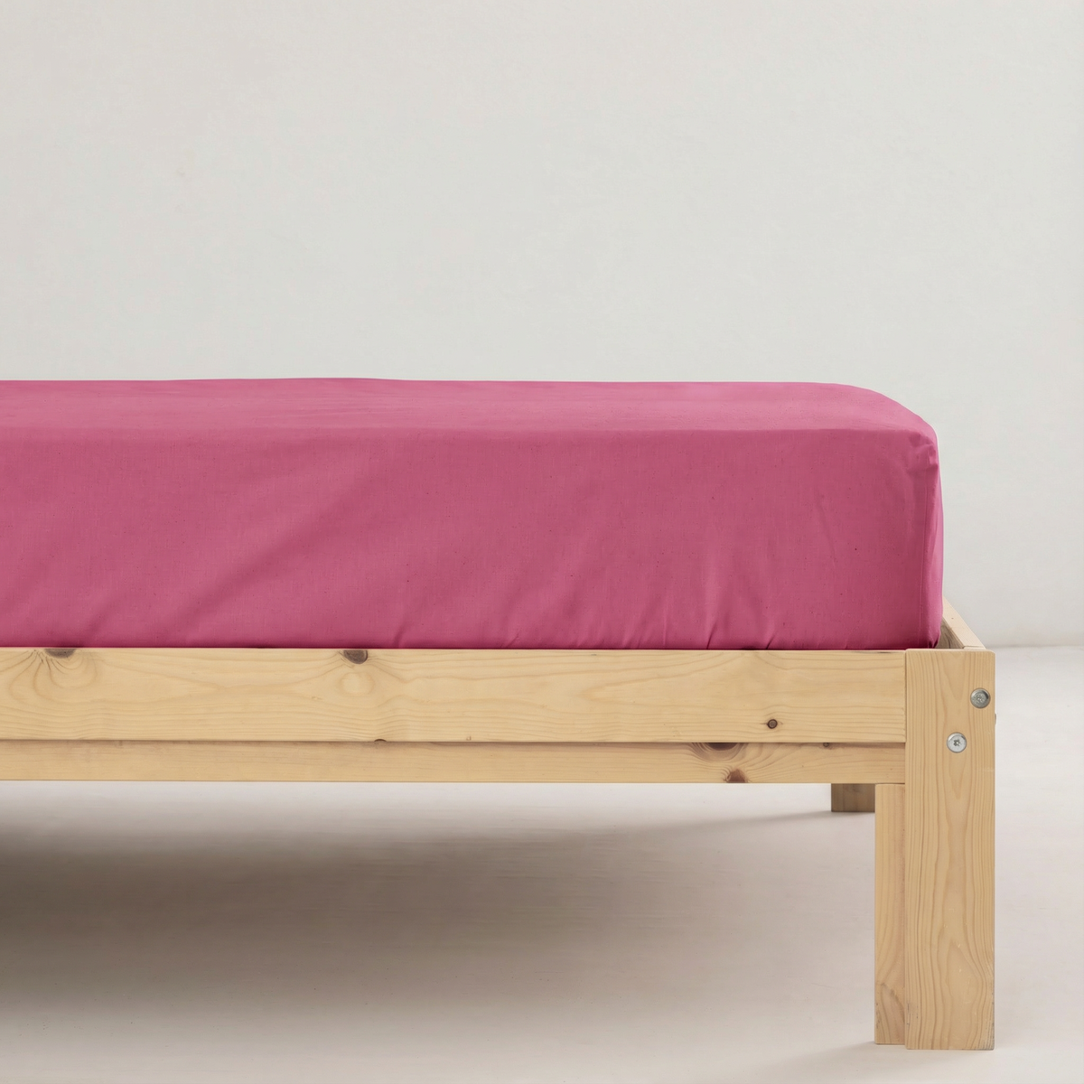 Drap-housse uni fuchsia 100 % coton