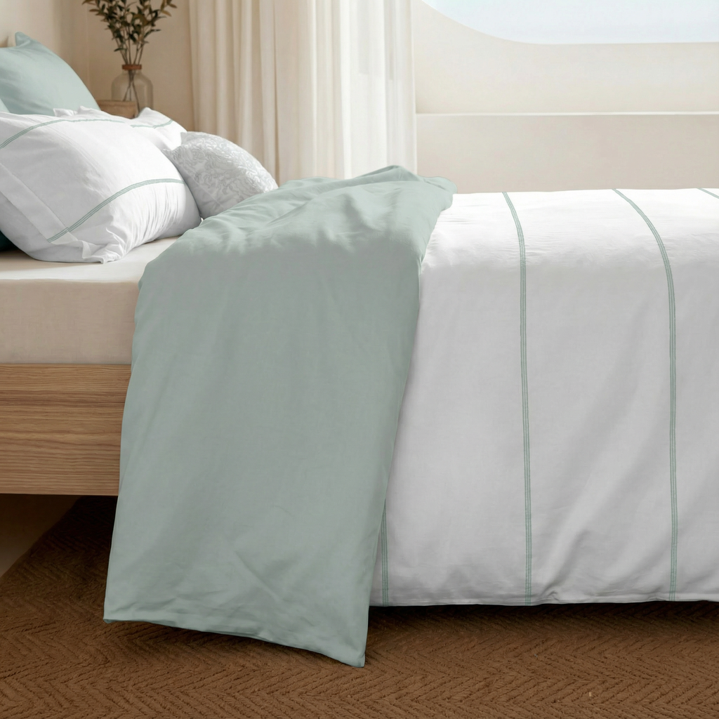 Housse de couette réversible en percale, 200 fils/cm², Menthe-Ibiza Mint
