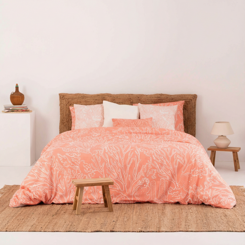 Estarit Coral 200 thread count percale duvet cover