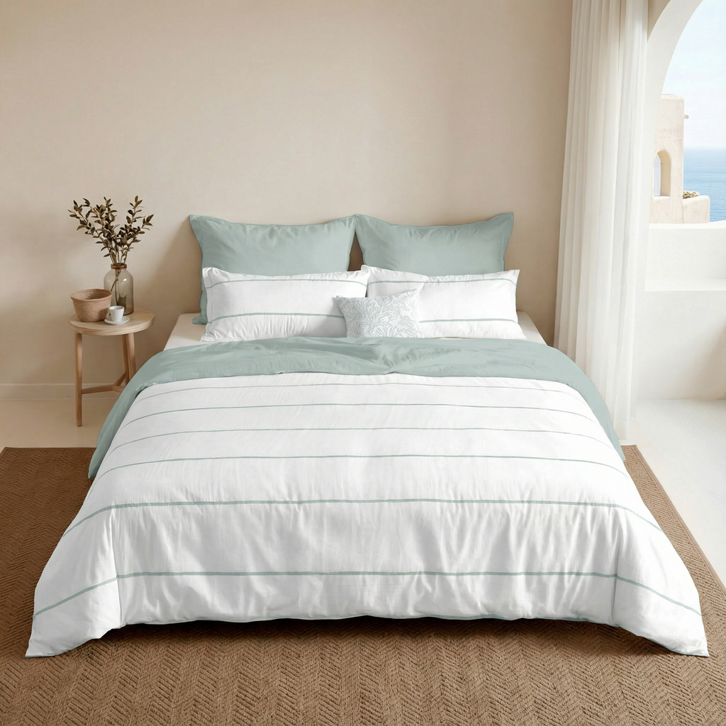 Housse de couette réversible en percale, 200 fils/cm², Menthe-Ibiza Mint