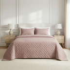 Colcha lisa acolchada Rosa Empolvado tacto suave