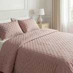 Colcha lisa acolchada Rosa Empolvado tacto suave