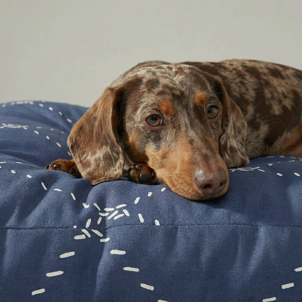 Cama para mascota gruesa y acolchada con acabado antimanchas Benicassim Marino
