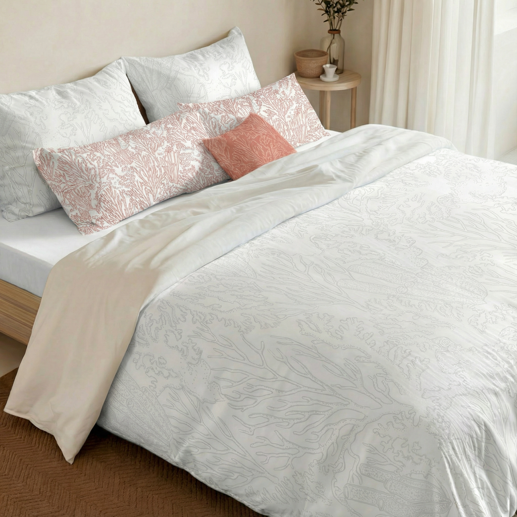 Begur Grey 200 Thread Count Percale Duvet Cover