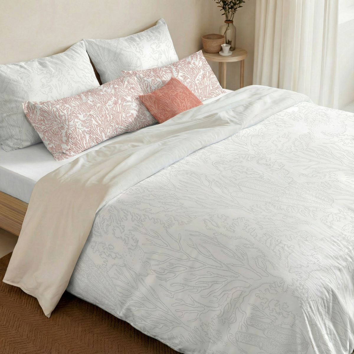 Begur Grey 200 Thread Count Percale Duvet Cover