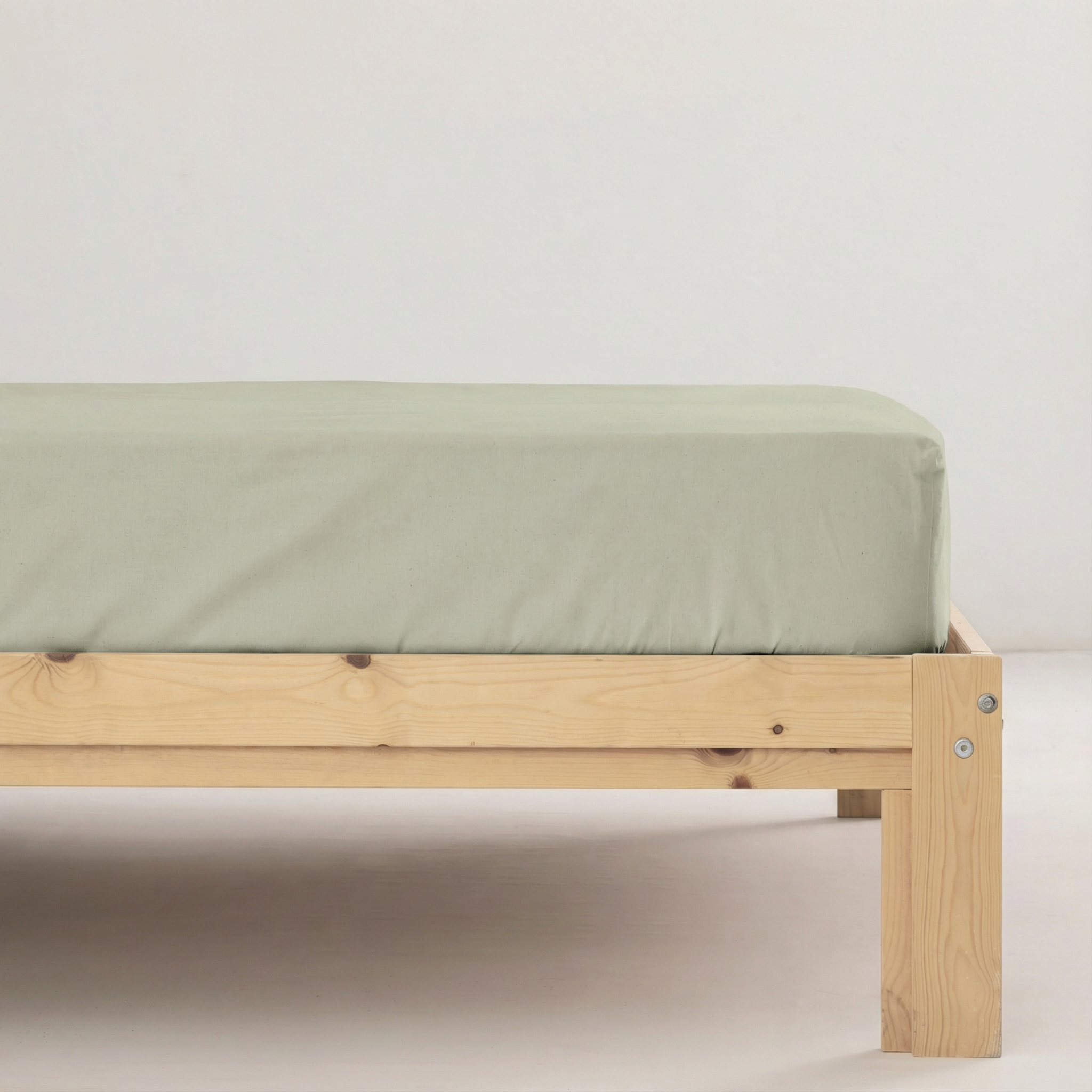 Beige plain fitted sheet 100% cotton